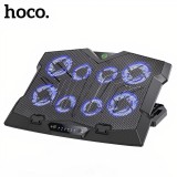 Cumpara ieftin Cooler pentru Laptop Premium Hoco, 6 Trepte de Viteza, 8 Ventilatoare Hidraulice, Suport Telefon, Silent,