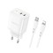 Incarcator Retea Borofone Iesire 2 X Usb - C, Putere Incarcare 35W, Quick Charge 3.0, Cablu Lightning Inclus, Alb BN9