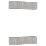 Cumpara ieftin Dulapuri TV, 4 piese, gri beton, 60x30x30 cm, lemn prelucrat