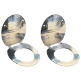 vidaXL Scaune WC cu capac, 2 buc., MDF, model plajă 3056410