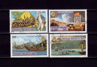 ✅(S7) Congo 1979 &amp;quot;Aniversare exploratorul James Cook-200 ani &amp;quot;,serie,stampilata foto