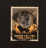 Kenya, Uganda &amp; Tanganyika (Africa de Est Britanică) 1935 "Regele George al V-lea &amp; Leul Africii" (10 Cents Negru &amp; Portocaliu/Galben) - Cod: -A992