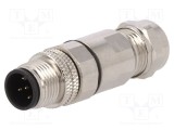 Conector M12 mufă 5 pini tata 60V 4A IP67 BULGIN lipire pe cablu