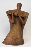 Simion Cristea (n.1959) sculptor rom&acirc;n membru UAP Iași - Sculptura &icirc;n lemn / Om cu pește &icirc;n brațe