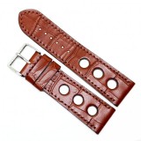 Cumpara ieftin Curea Ceas &bdquo;Fleurus Prestige&rdquo; &ndash; Piele Naturală de Vițel, Maro Cognac (20mm -
