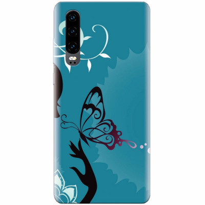 Husa silicon pentru Huawei P30, Blue Butterfly foto