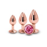 Set 3 Dopuri Anale Cu Bijuterie Rear Assets Trainer Kit Rose Gold, Auriu + Roz, NS Toys