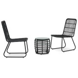 Set mobilier de bistro, 3 piese, negru, poliratan GartenMobel Dekor, vidaXL