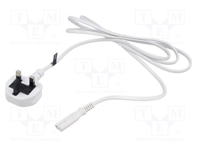 Cablu 2x0,75mm2 BS 1363 Mufă IEC C7 Mamă PVC 3m Alb 2,5A POS
