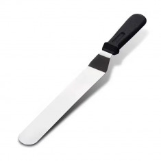 Spatula metalica de cofetarie Pufo pentru ornare tort, decorare prajituri, 32 x 3 cm, argintiu/negru