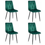 Set 4 scaune bucatarie/living, Artool, Libra, catifea, metal, verde si negru, 44x40x88.5 cm