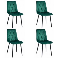 Set 4 scaune bucatarie/living, Artool, Libra, catifea, metal, verde si negru, 44x40x88.5 cm