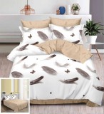 Cumpara ieftin Lenjerie Pat Beatrice Sf026, Bumbac, 4 Piese, Fara Elastic, Alb, Imprimeu