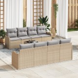 vidaXL Set de canapele de grădină cu 9 piese cu perne Bej Ratan Poli