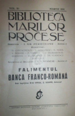 Biblioteca marilor procese - Falimentul Banca Franco-Romana, vol. XI foto
