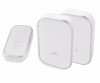 Sonerie fara fir 1 transmitator - comutator cu baterie 12V (1 buton) si 2 receptoare albe ( 2 sonerii) la priza , IP44, Omu System