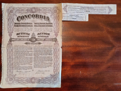 1935 Actiune Concordia 250 lei1924 - 241411 foto