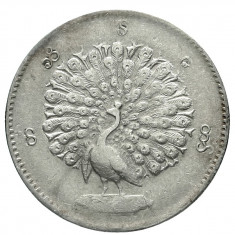 1 Kyat 1852 - 1853, Birmania Burma Myanmar, Argint, Paun foto