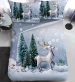 Lenjerie Pat De Craciun O Persoana Hohohome Cr072, Bumbac, 4 Piese, Cu Elastic, Imprimeu