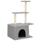 Cumpara ieftin Ansamblu pisici, stalpi din funie sisal, gri deschis, 110 cm