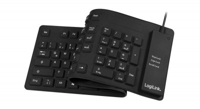 Tastatura flexibila LogiLink ID0019A, rezistenta la apa, QWERTZ - aspect german, 109 taste, negru - RESIGILAT foto