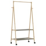 Cumpara ieftin Suport pentru haine cu rafturi si roti 96x45,5x155,5 cm bambus