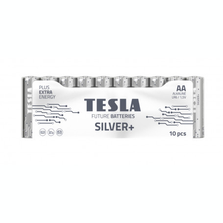 Set 10 baterii alcaline AA LR6 TESLA SILVER 1.5V