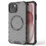 Husa transparenta iPhone 15 Techsuit HoneyComb Shield MagSafe, negru