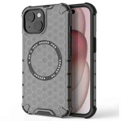 Husa transparenta iPhone 15 Techsuit HoneyComb Shield MagSafe, negru foto