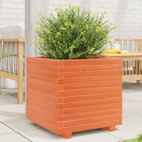 Jardiniera Gradina vidaXL, Lemn Masiv Pin Maro Ceruit, 50x50x49.5 cm, Ghiveci Exterior Decorativ