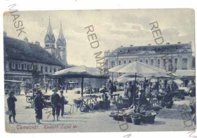 92 - TIMISOARA, Market, Romania - old postcard - used - 1910 foto