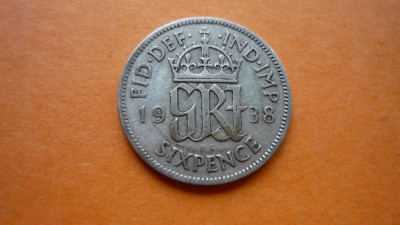 6 PENCE 1938 ARGINT ***** foto