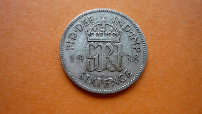 6 PENCE 1938 ARGINT *****