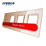 Cumpara ieftin Rama Livolo din sticla aurie pentru &icirc;ntrerupator touch simplu si 3 prize