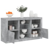 vidaXL Servantă cu lumini LED, gri beton, 123x37x67 cm
