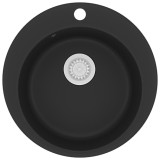 Chiuveta de bucatarie din granit cu o cuva, negru, rotund