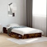 VidaXL Cadru de pat cu sertare stejar fumuriu 75x190 cm lemn prelucrat