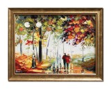 Cumpara ieftin Tablou indragostiti pictat manual inramat, Impreuna pentru totdeauna, 45x35cm ulei pe panza, Leonard Covaci