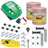 Pachet gard electric complet 2000&nbsp;m, 4,5 Joule, 230&nbsp;V, pentru animale domestice, AgroElectro