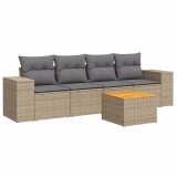 Cumpara ieftin Set canapele de gradina cu perne, 5 piese, bej, poliratan