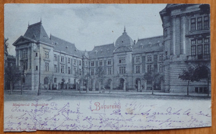 Carte postala , Bucuresti , Ministerul Domeniilor , clasica , 1900