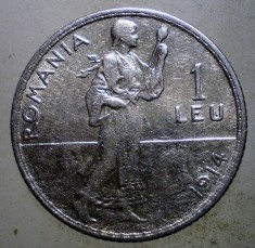 R.048 ROMANIA CAROL I 1 LEU 1914 ARGINT foto