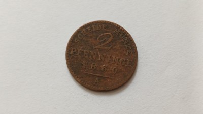 Prusia 2 pfenning 1860 foto