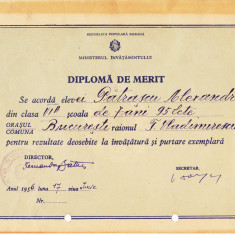 M3 C18 - 1956 - Dilpoma merit - clasa 6 - Scoala 95 fete raionul T Vladimirescu