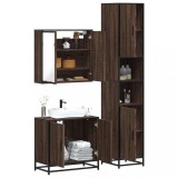Cumpara ieftin Set mobilier de baie, 3 piese, stejar maro, lemn prelucrat