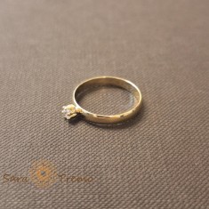 Inel tip logodna cu zirconia fatetat placat 14k - latime 3 mm