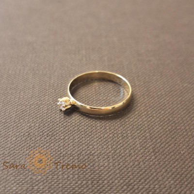 Inel tip logodna cu zirconia fatetat placat 14k - latime 3 mm foto