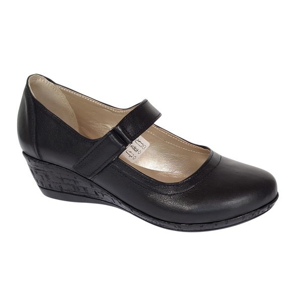 Pantofi dama cu bareta din piele naturala - Model Dans Negru P38N