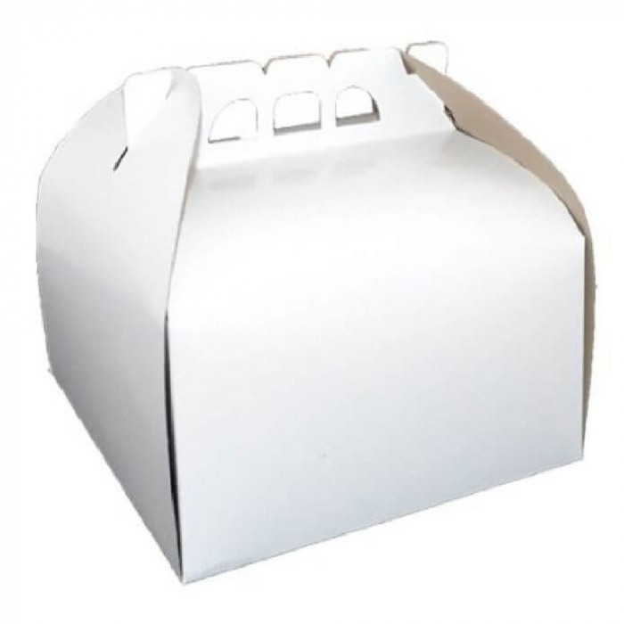 Cutii Tort OTI, 30x30x12.5 cm, 25 Buc/Bax, Carton Duplex, pentru 3.5 Kg, Culoare Alba, Cutie pentru Tort, Cutie din Carton Tort, Cutii din Carton Tort