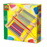 Kit creativ-Razboi de tesut de jucarie cu accesorii si fire colorate,+8 ani